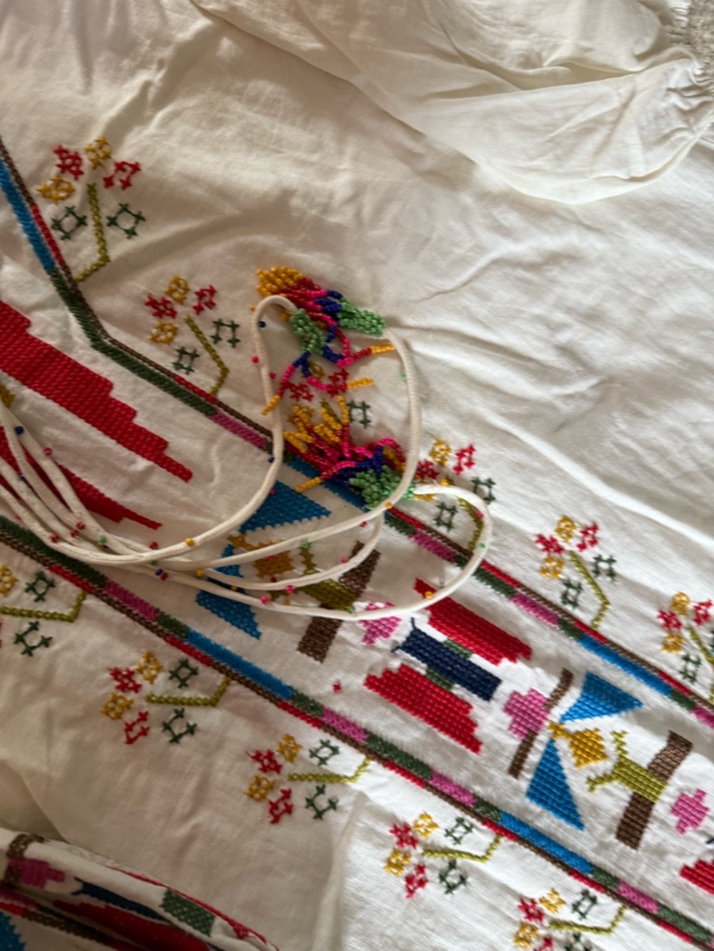 FARM Rio White Midi Dress with Pink, Blue and Yellow Embroidery - Picture 4 of 6